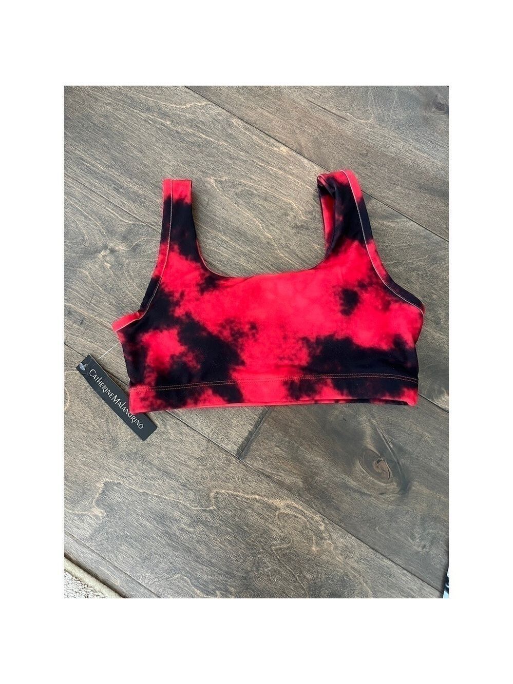 Catherine Malandrino Sports Bra, Color Red and Black, Size Small